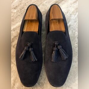 BURBERRY PRORSUM NAVY BLUE SUEDE TASSEL LOAFERS SLIPPERS 44 / 11 US $1000